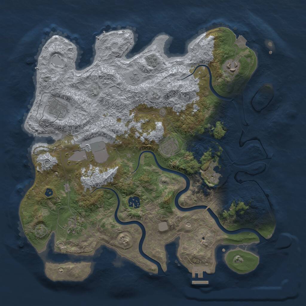 Rust Map: Procedural Map, Size: 3750, Seed: 419419507, 13 Monuments