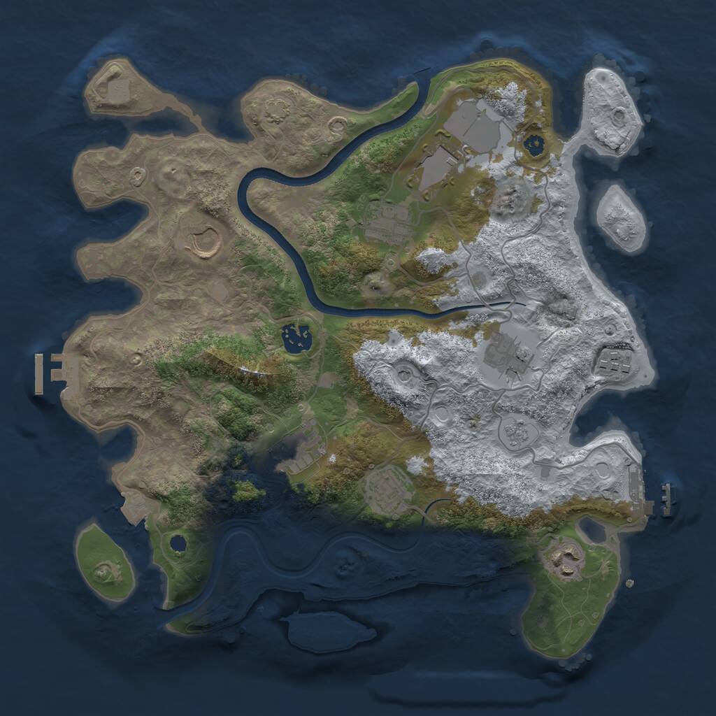 Rust Map: Procedural Map, Size: 3500, Seed: 964318872, 15 Monuments
