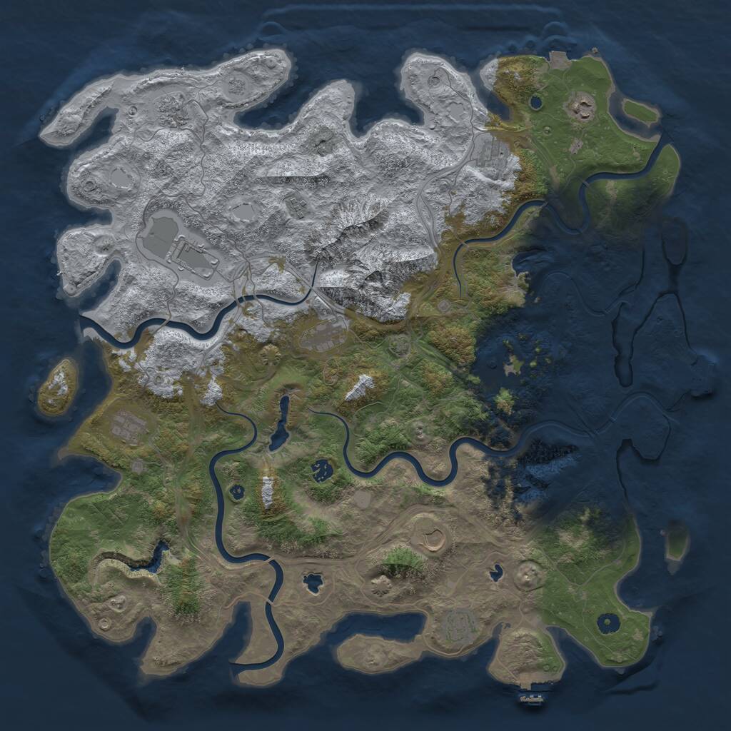 Rust Map: Procedural Map, Size: 5000, Seed: 32455987, 17 Monuments