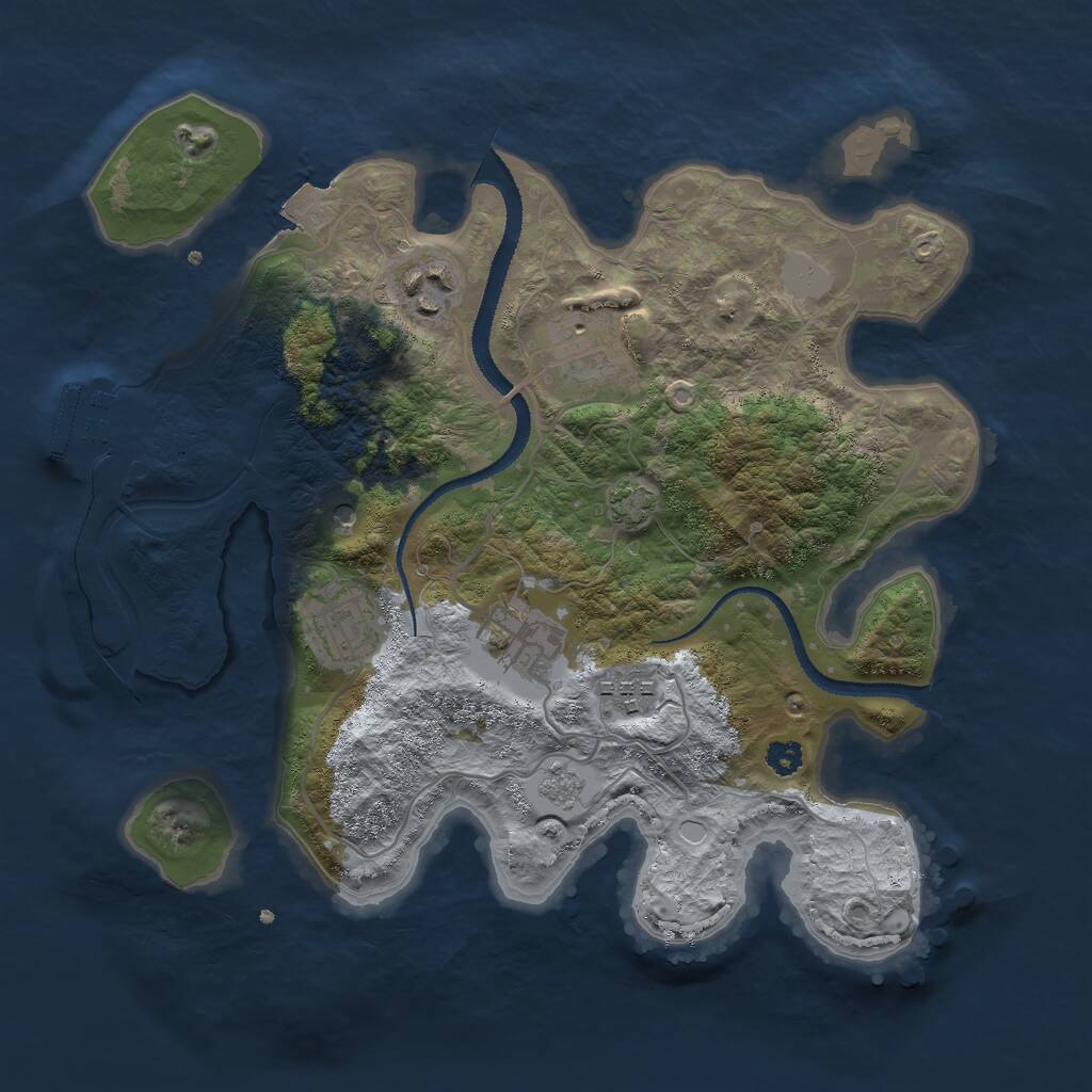 Rust Map: Procedural Map, Size: 3000, Seed: 19687, 10 Monuments