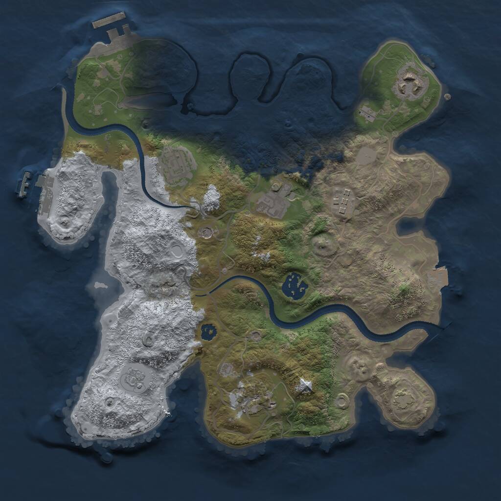 Rust Map: Procedural Map, Size: 3000, Seed: 66586446, 12 Monuments