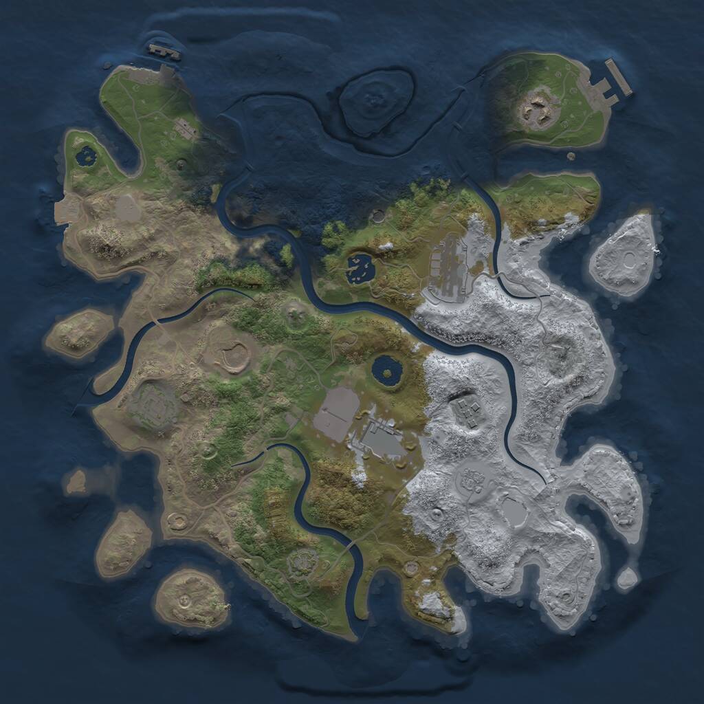 Rust Map: Procedural Map, Size: 3500, Seed: 1304469032, 13 Monuments