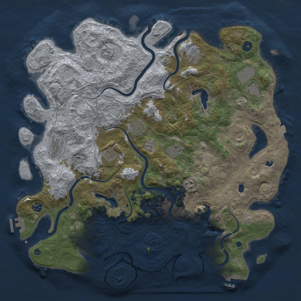 Rust Map: Procedural Map, Size: 4500, Seed: 155691117, 17 Monuments