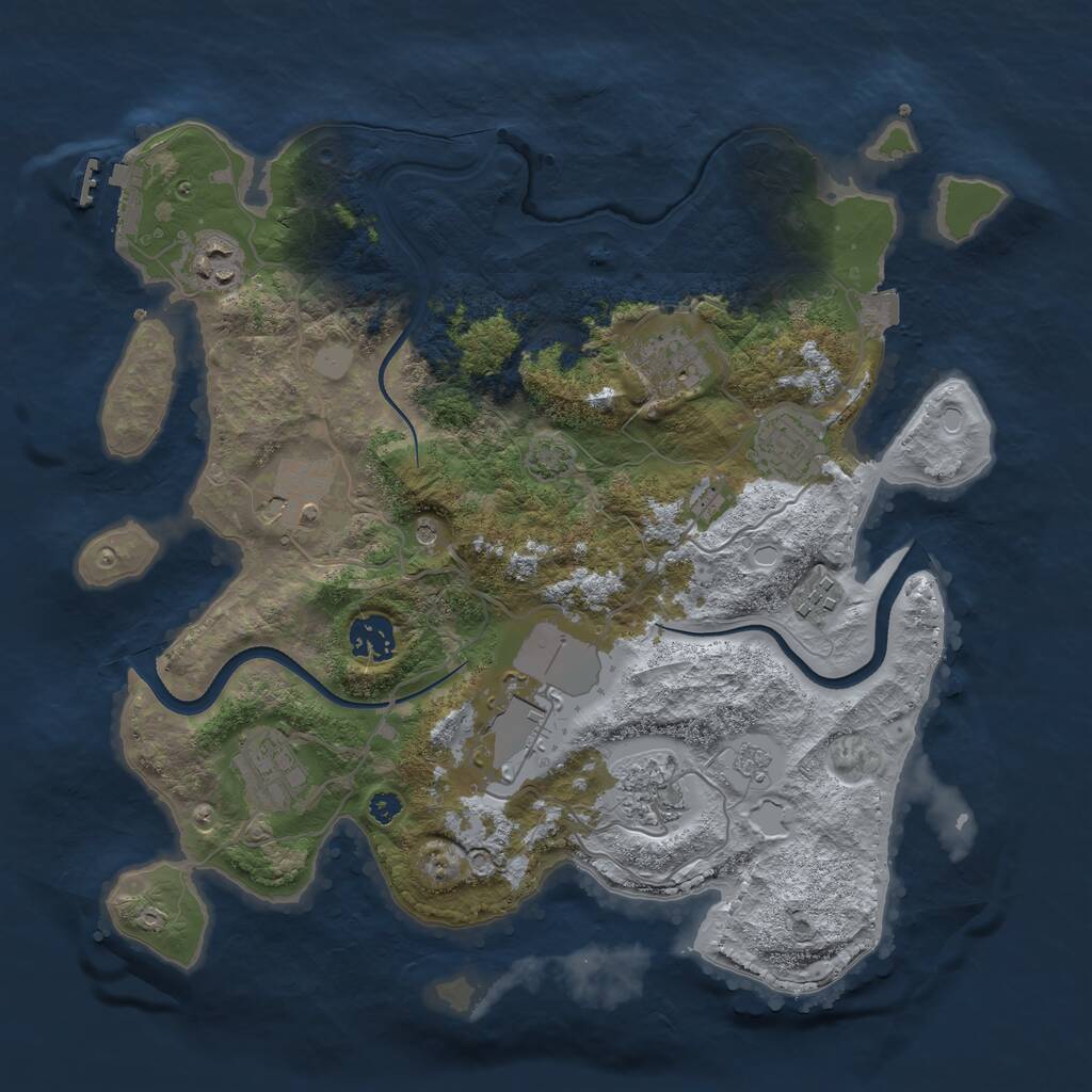 Rust Map: Procedural Map, Size: 3500, Seed: 11235813, 14 Monuments