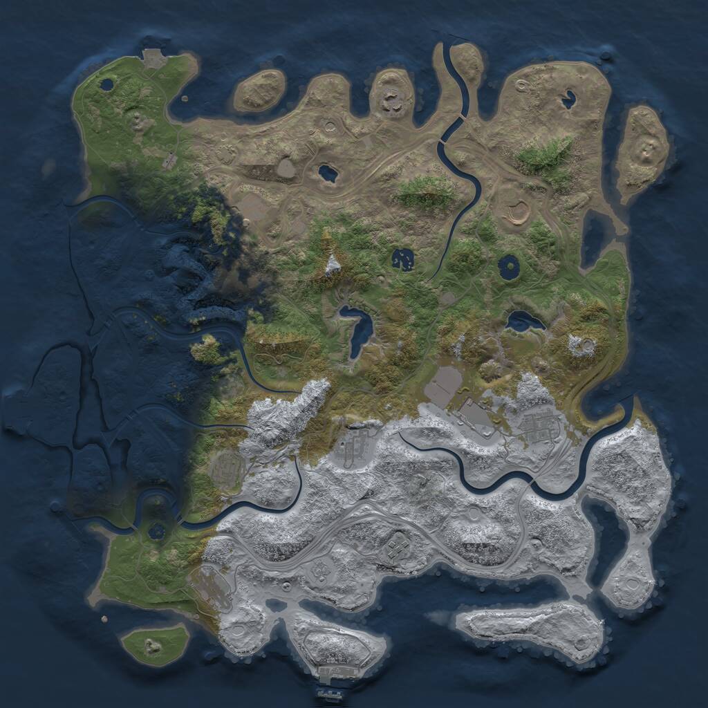 Rust Map: Procedural Map, Size: 4500, Seed: 898086551, 16 Monuments