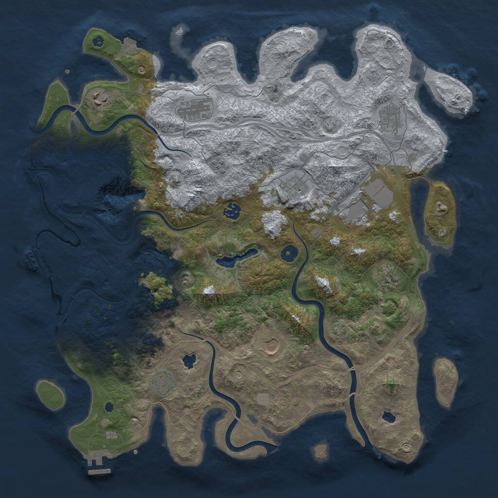 Rust Map: Procedural Map, Size: 4500, Seed: 1010, 16 Monuments