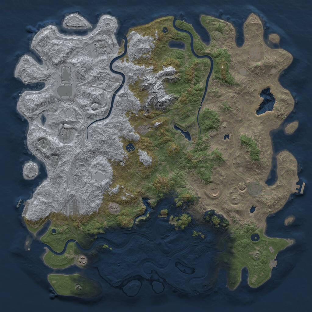 Rust Map: Procedural Map, Size: 5500, Seed: 22812281, 17 Monuments