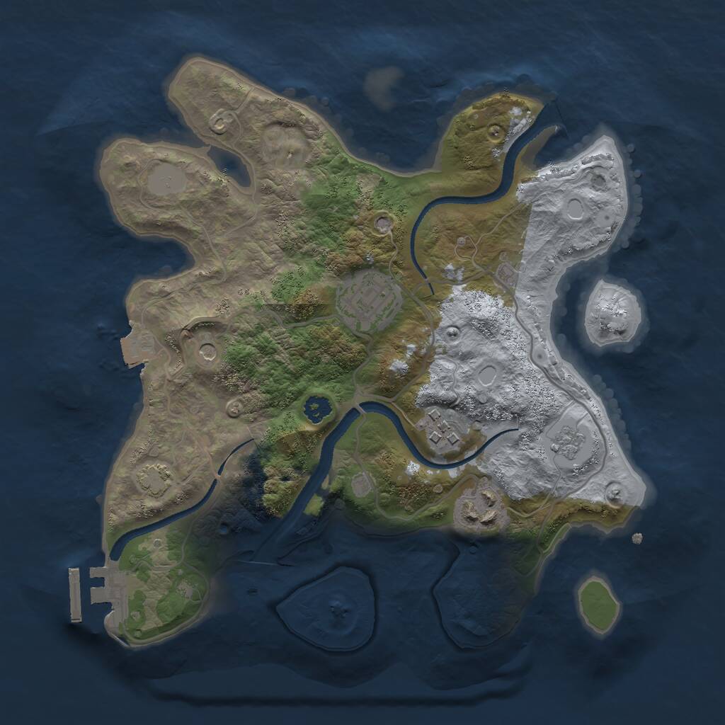 Rust Map: Procedural Map, Size: 2700, Seed: 1760011305, 8 Monuments