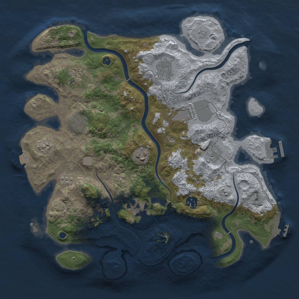 Rust Map: Procedural Map, Size: 3700, Seed: 2070967313, 15 Monuments