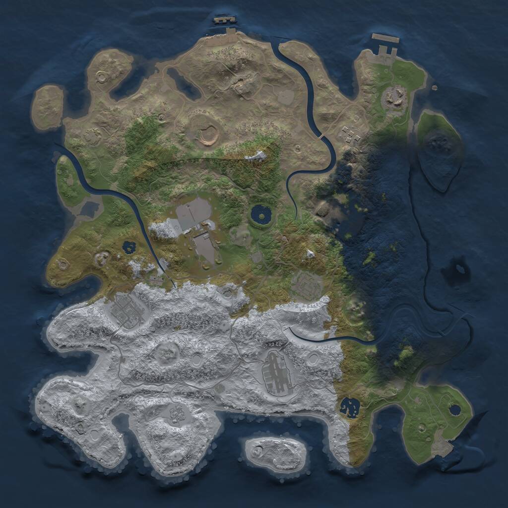 Rust Map: Procedural Map, Size: 3750, Seed: 1191273249, 15 Monuments