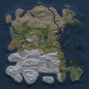 Thumbnail Rust Map: Procedural Map, Size: 3750, Seed: 1191273249, 15 Monuments