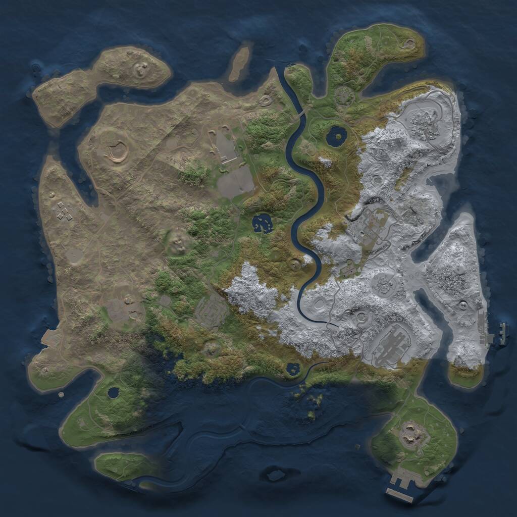 Rust Map: Procedural Map, Size: 3750, Seed: 9102025, 16 Monuments