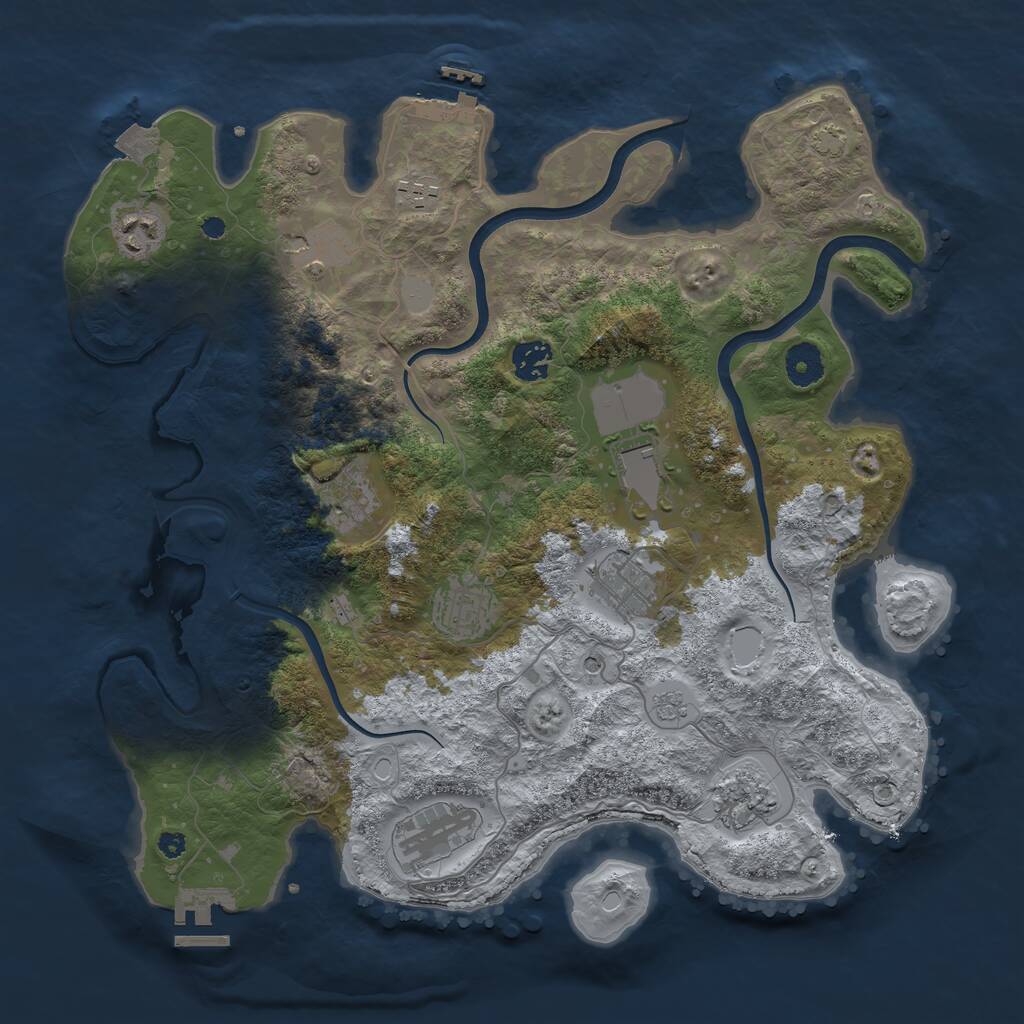 Rust Map: Procedural Map, Size: 3750, Seed: 1409665366, 16 Monuments