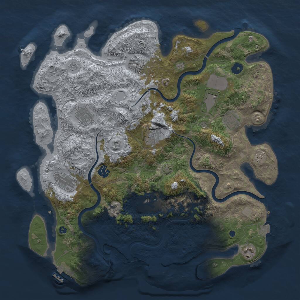 Rust Map: Procedural Map, Size: 3950, Seed: 1380006732, 16 Monuments