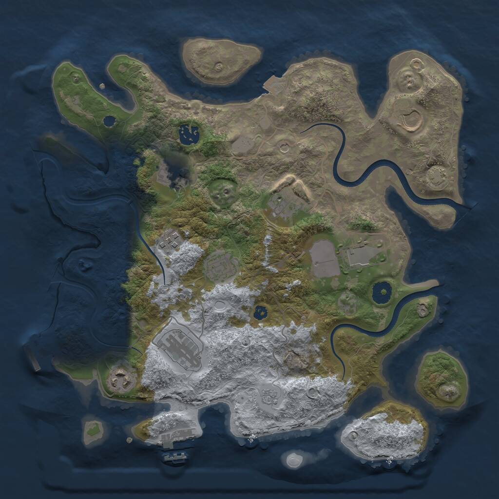 Rust Map: Procedural Map, Size: 3500, Seed: 210946082, 15 Monuments