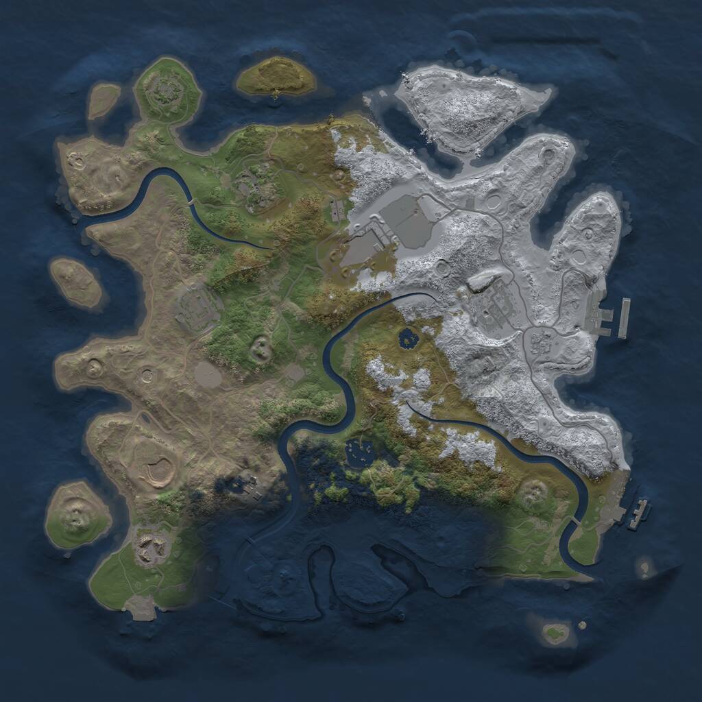 Rust Map: Procedural Map, Size: 3500, Seed: 796238683, 14 Monuments