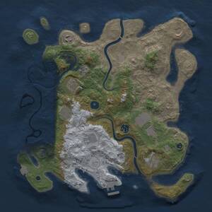 Thumbnail Rust Map: Procedural Map, Size: 3750, Seed: 1765841406, 15 Monuments