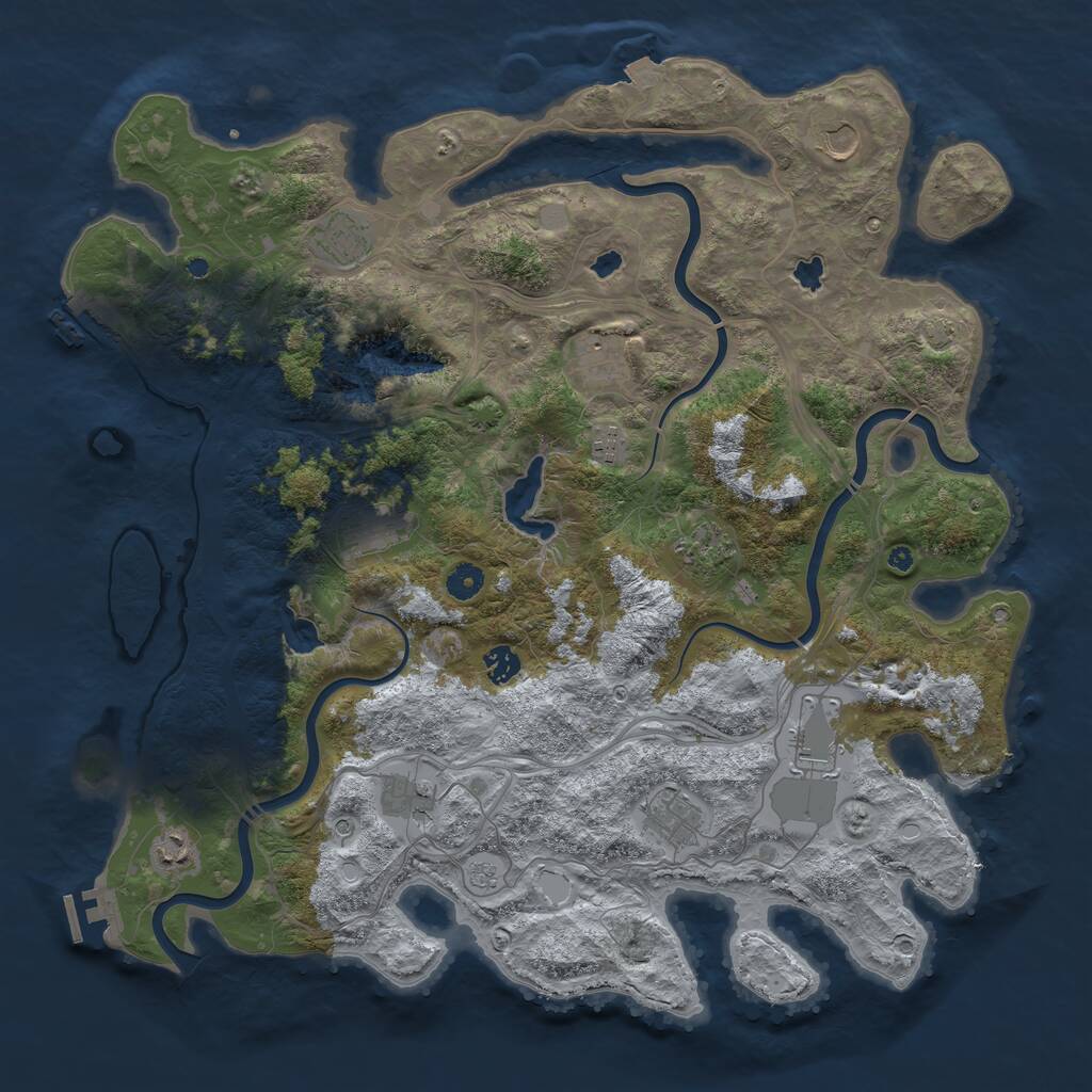 Rust Map: Procedural Map, Size: 4500, Seed: 907329577, 17 Monuments