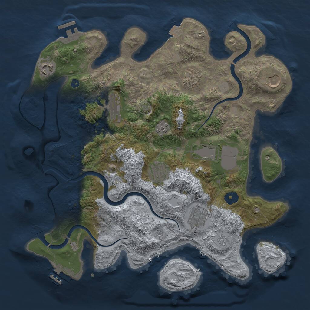 Rust Map: Procedural Map, Size: 3500, Seed: 295597642, 14 Monuments