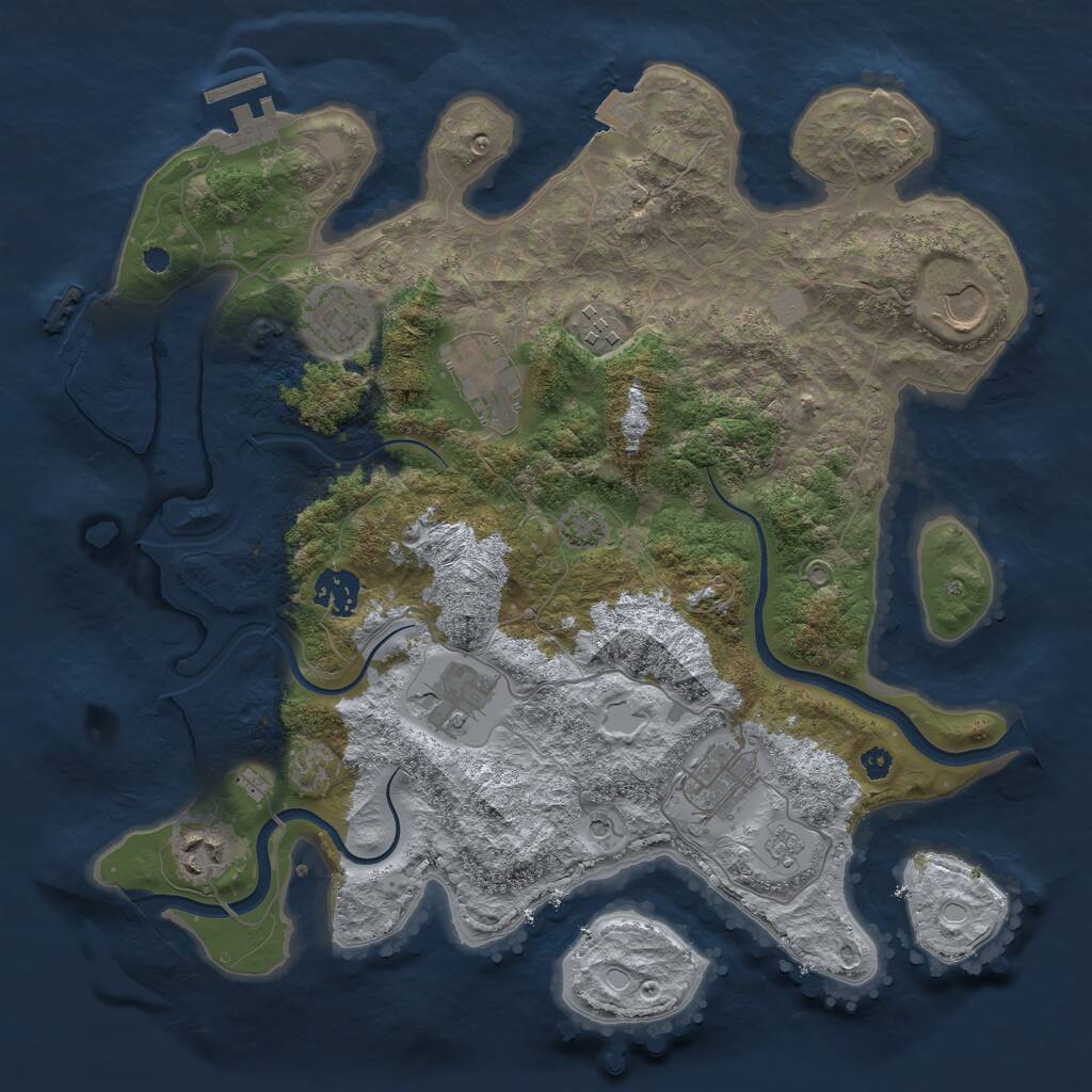 Rust Map: Procedural Map, Size: 3500, Seed: 295597642, 14 Monuments