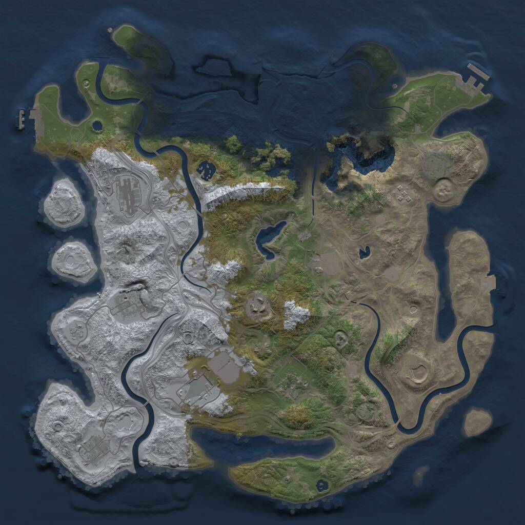Rust Map: Procedural Map, Size: 4250, Seed: 16083643, 17 Monuments