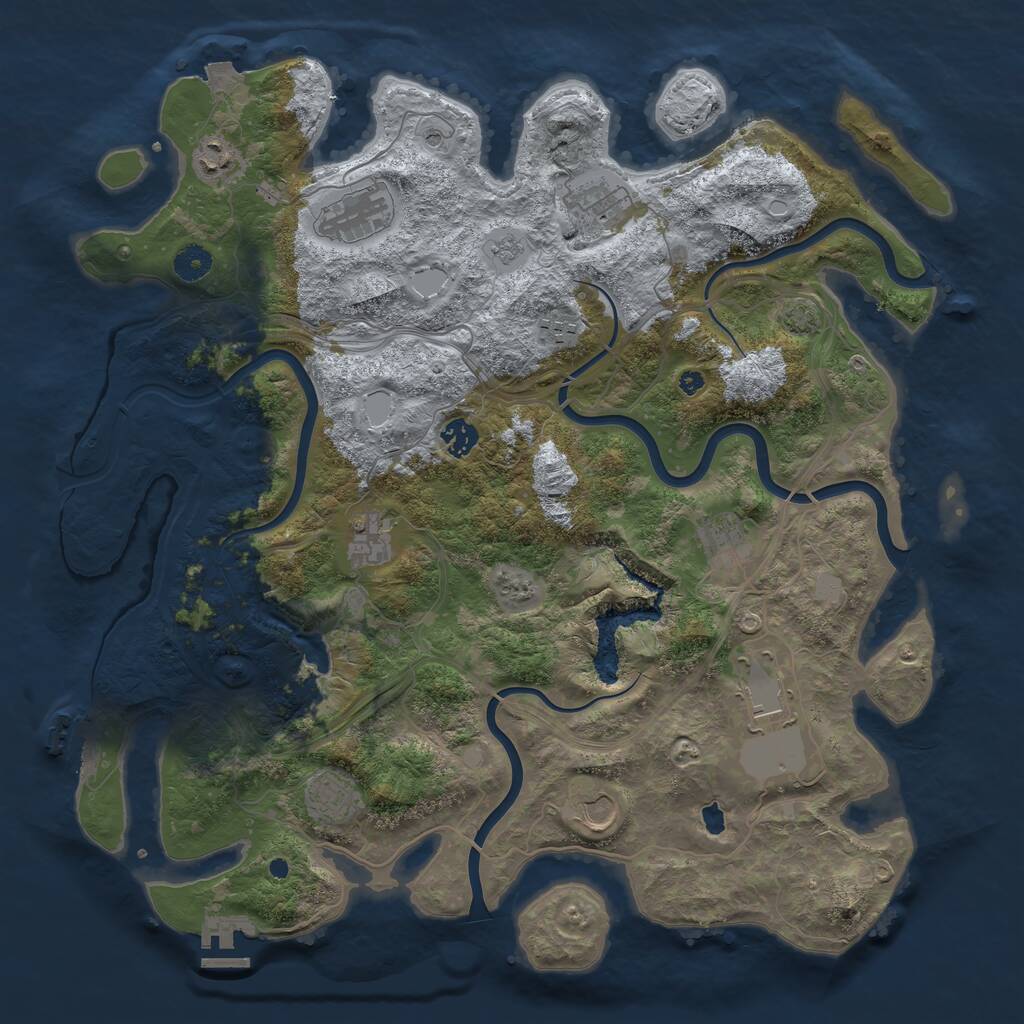 Rust Map: Procedural Map, Size: 4250, Seed: 1955613178, 16 Monuments