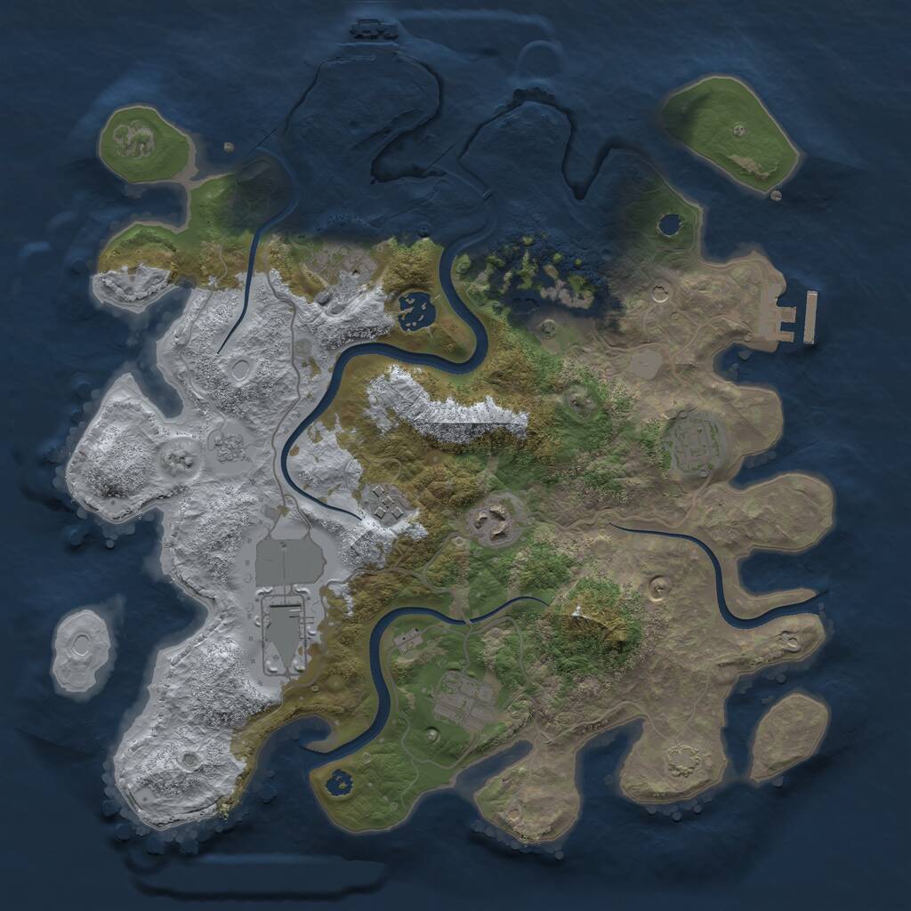Rust Map: Procedural Map, Size: 3500, Seed: 2099626077, 14 Monuments