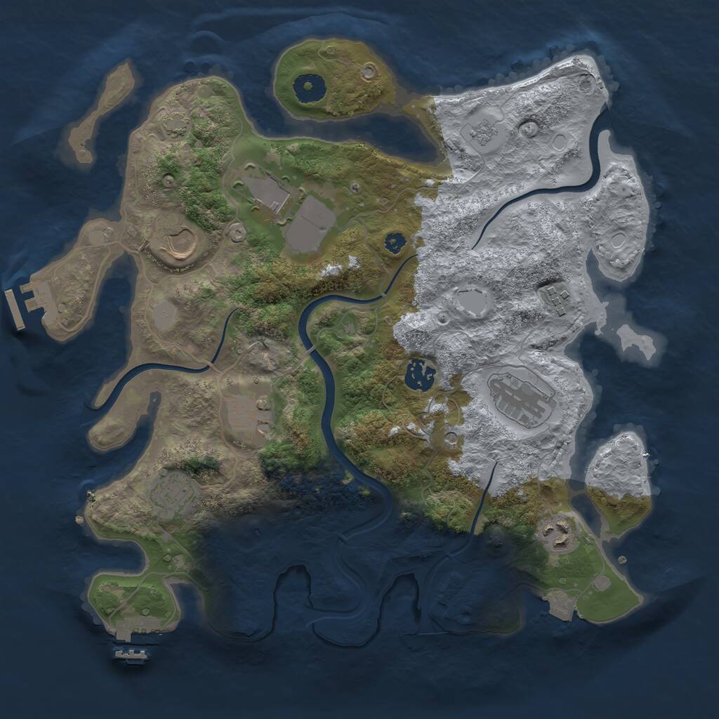 Rust Map: Procedural Map, Size: 3500, Seed: 351345, 14 Monuments
