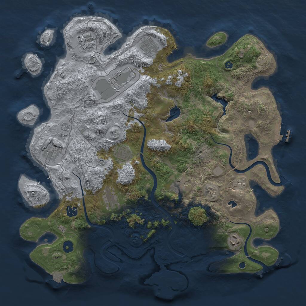 Rust Map: Procedural Map, Size: 4000, Seed: 28561, 16 Monuments
