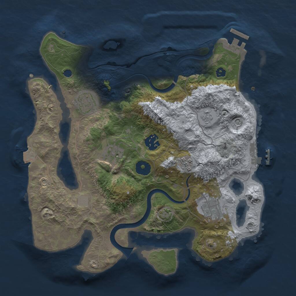 Rust Map: Procedural Map, Size: 3000, Seed: 2120279101, 11 Monuments