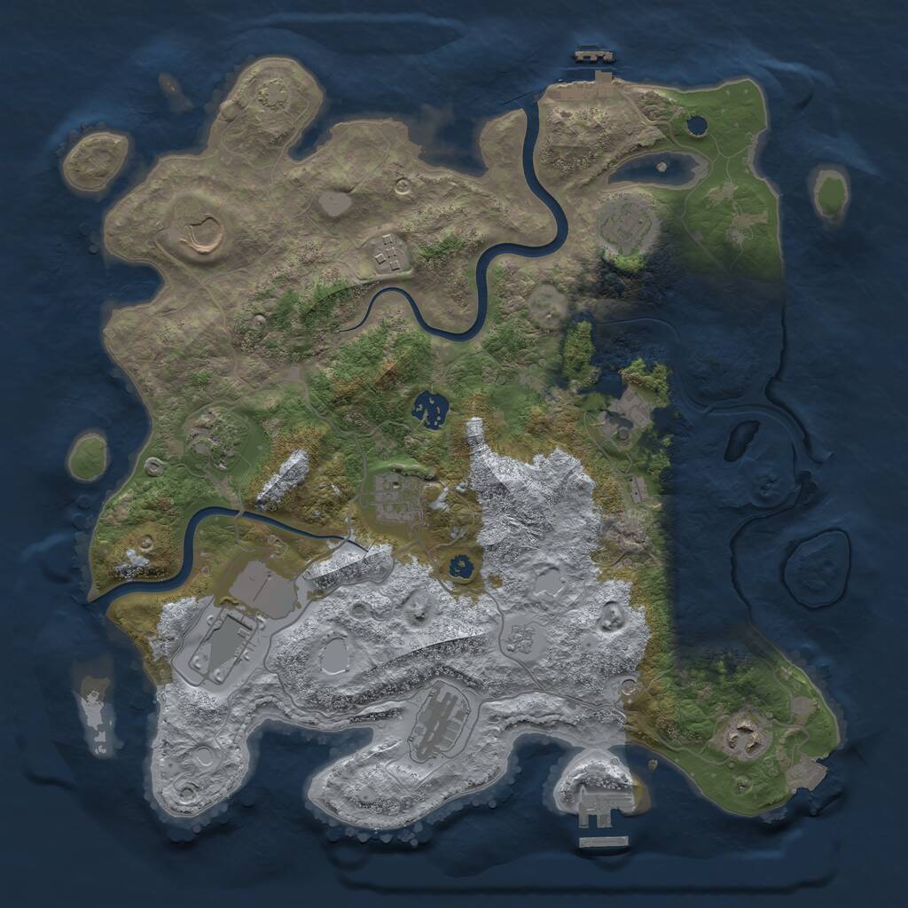 Rust Map: Procedural Map, Size: 3750, Seed: 2000327063, 16 Monuments