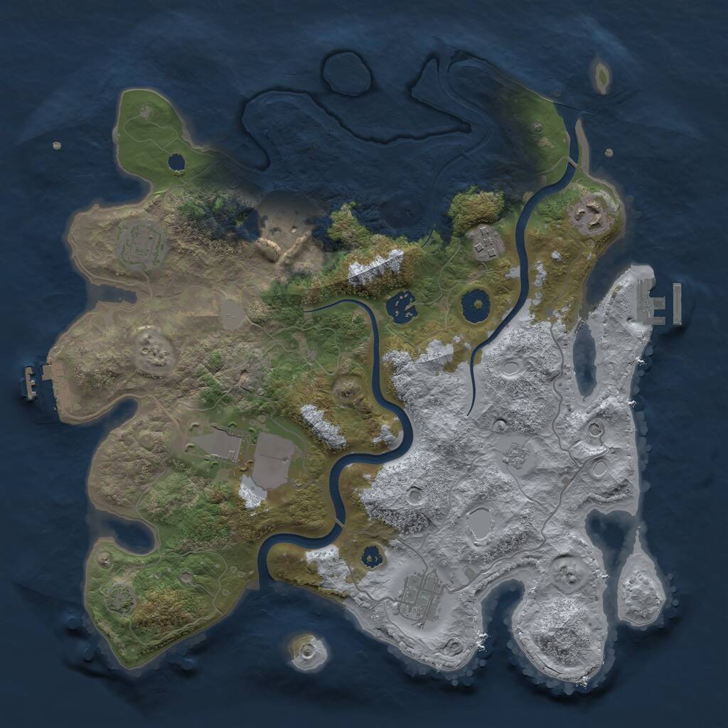 Rust Map: Procedural Map, Size: 3500, Seed: 1097270074, 13 Monuments