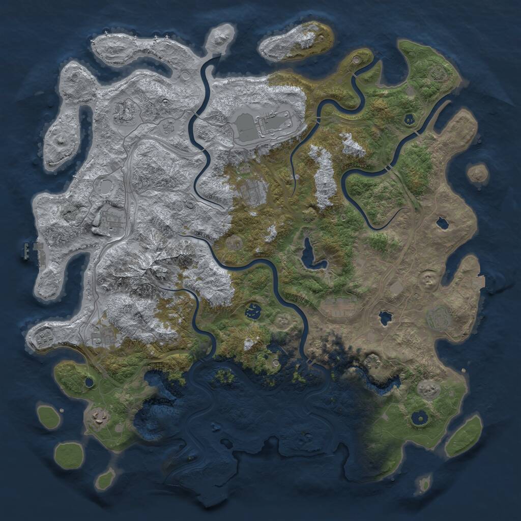 Rust Map: Procedural Map, Size: 5000, Seed: 1173122958, 16 Monuments