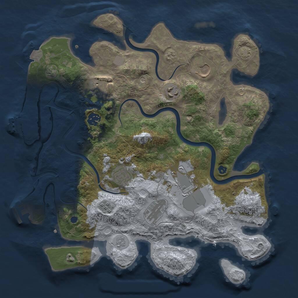 Rust Map: Procedural Map, Size: 3500, Seed: 1113159640, 14 Monuments