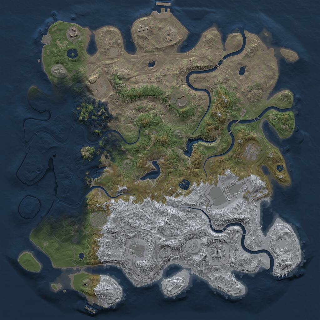 Rust Map: Procedural Map, Size: 4500, Seed: 746601263, 16 Monuments