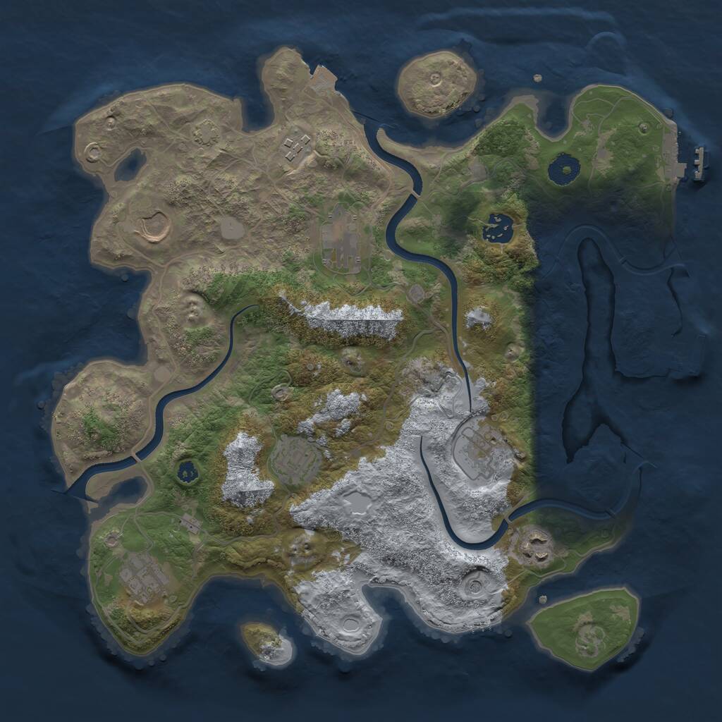 Rust Map: Procedural Map, Size: 3500, Seed: 2010585966, 13 Monuments