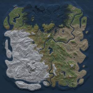 Thumbnail Rust Map: Procedural Map, Size: 6000, Seed: 13531, 17 Monuments