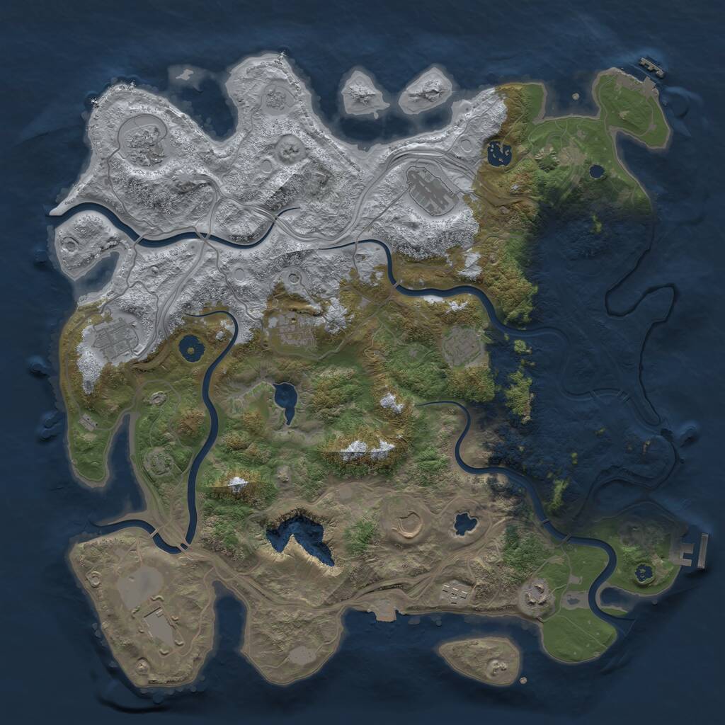 Rust Map: Procedural Map, Size: 4250, Seed: 820036385, 16 Monuments