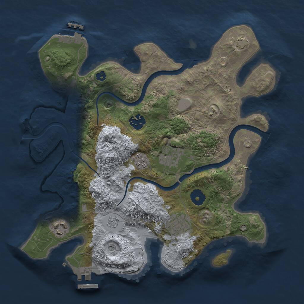 Rust Map: Procedural Map, Size: 3000, Seed: 1211025452, 11 Monuments