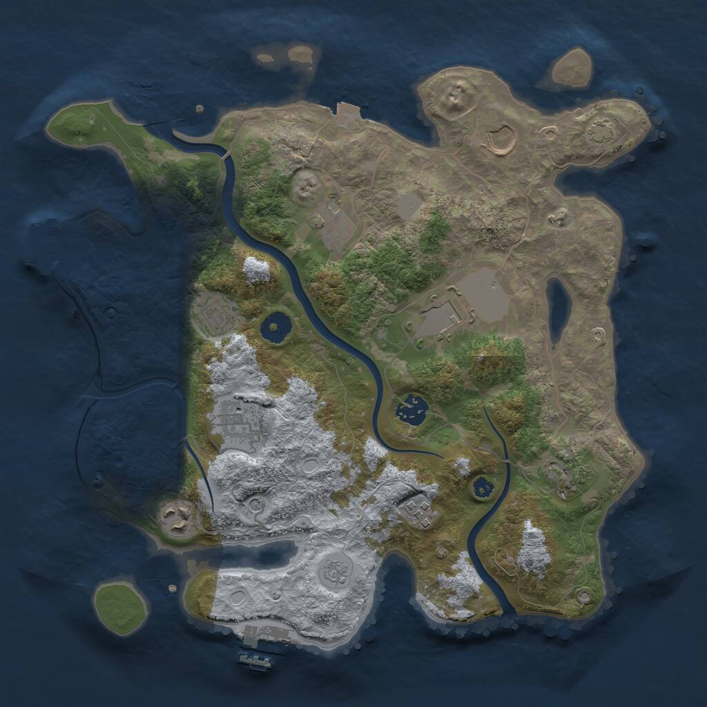 Rust Map: Procedural Map, Size: 3500, Seed: 986391, 15 Monuments