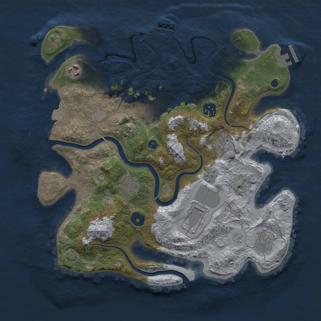 Rust Map: Procedural Map, Size: 3500, Seed: 1936948513, 14 Monuments