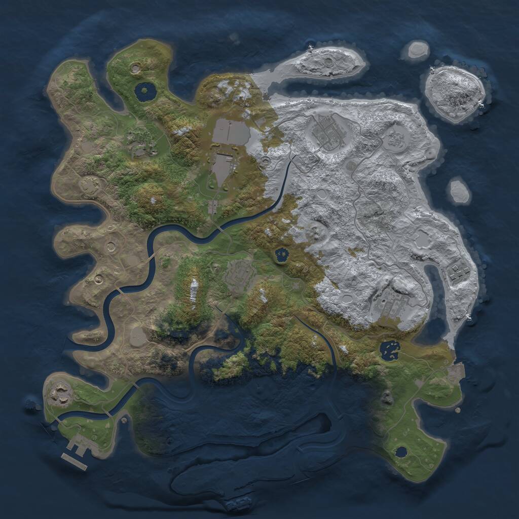 Rust Map: Procedural Map, Size: 3750, Seed: 68972695, 14 Monuments