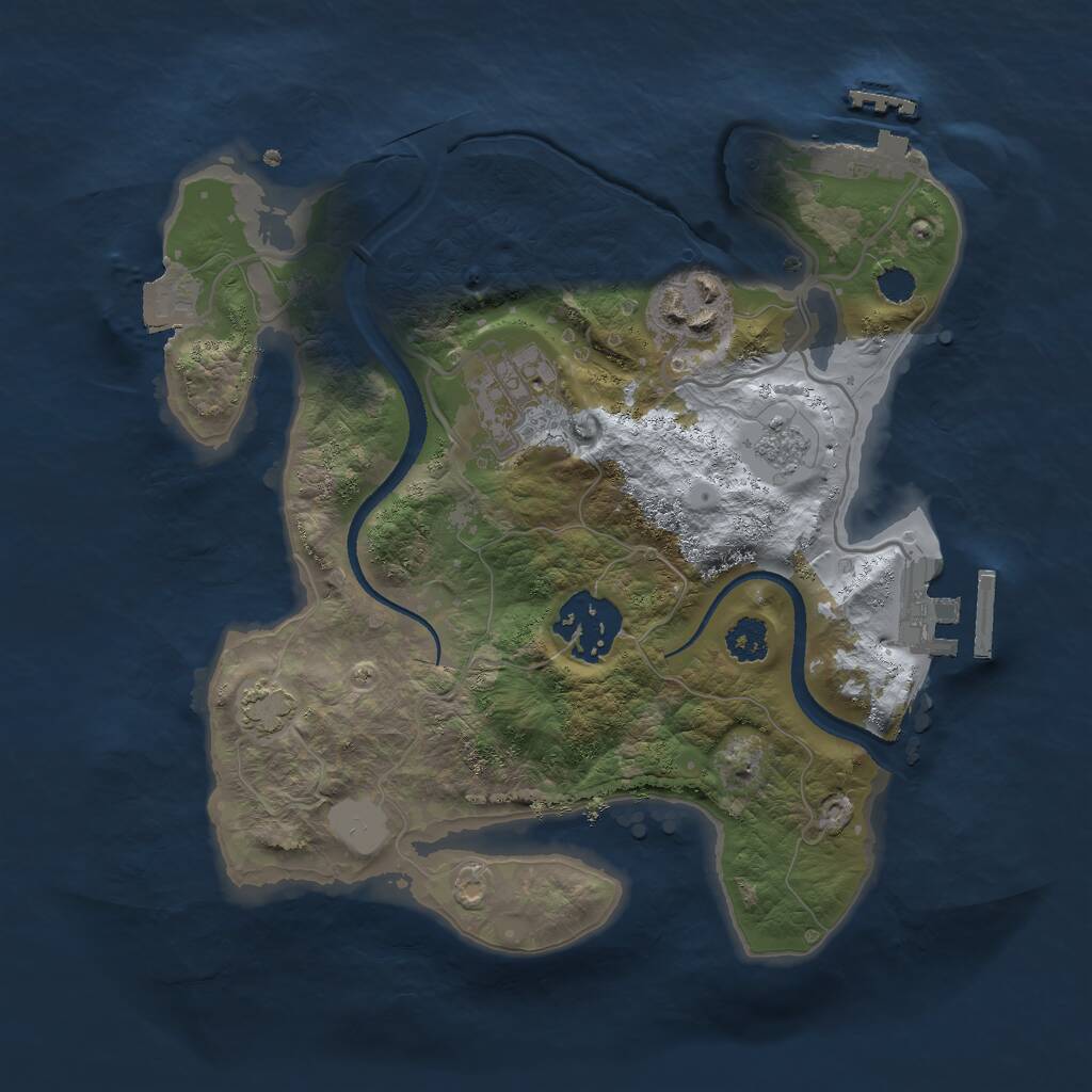 Rust Map: Procedural Map, Size: 2500, Seed: 2064523088, 8 Monuments