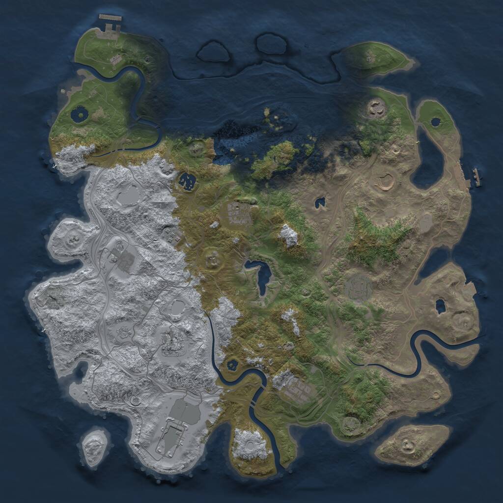 Rust Map: Procedural Map, Size: 4500, Seed: 524353695, 16 Monuments