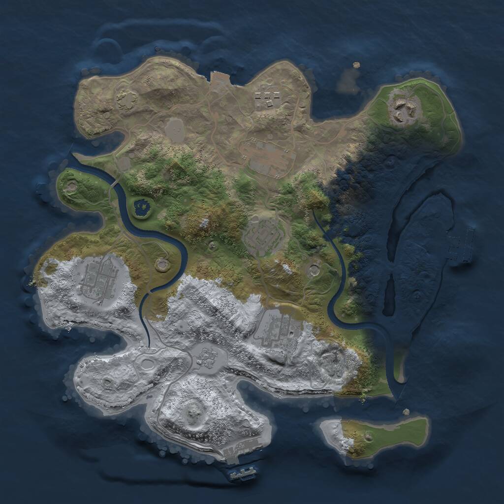 Rust Map: Procedural Map, Size: 3000, Seed: 2132081948, 12 Monuments