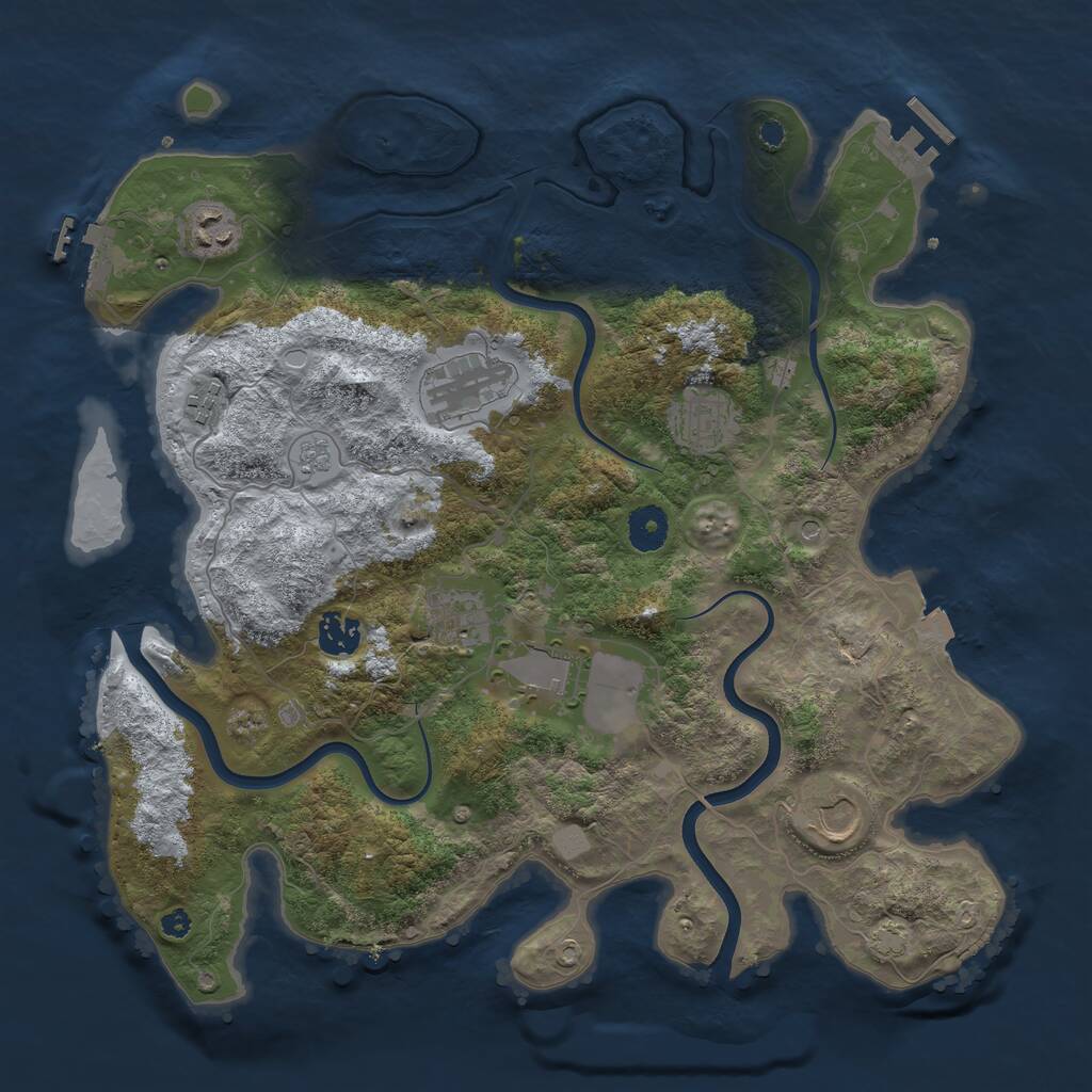 Rust Map: Procedural Map, Size: 3750, Seed: 67202, 14 Monuments