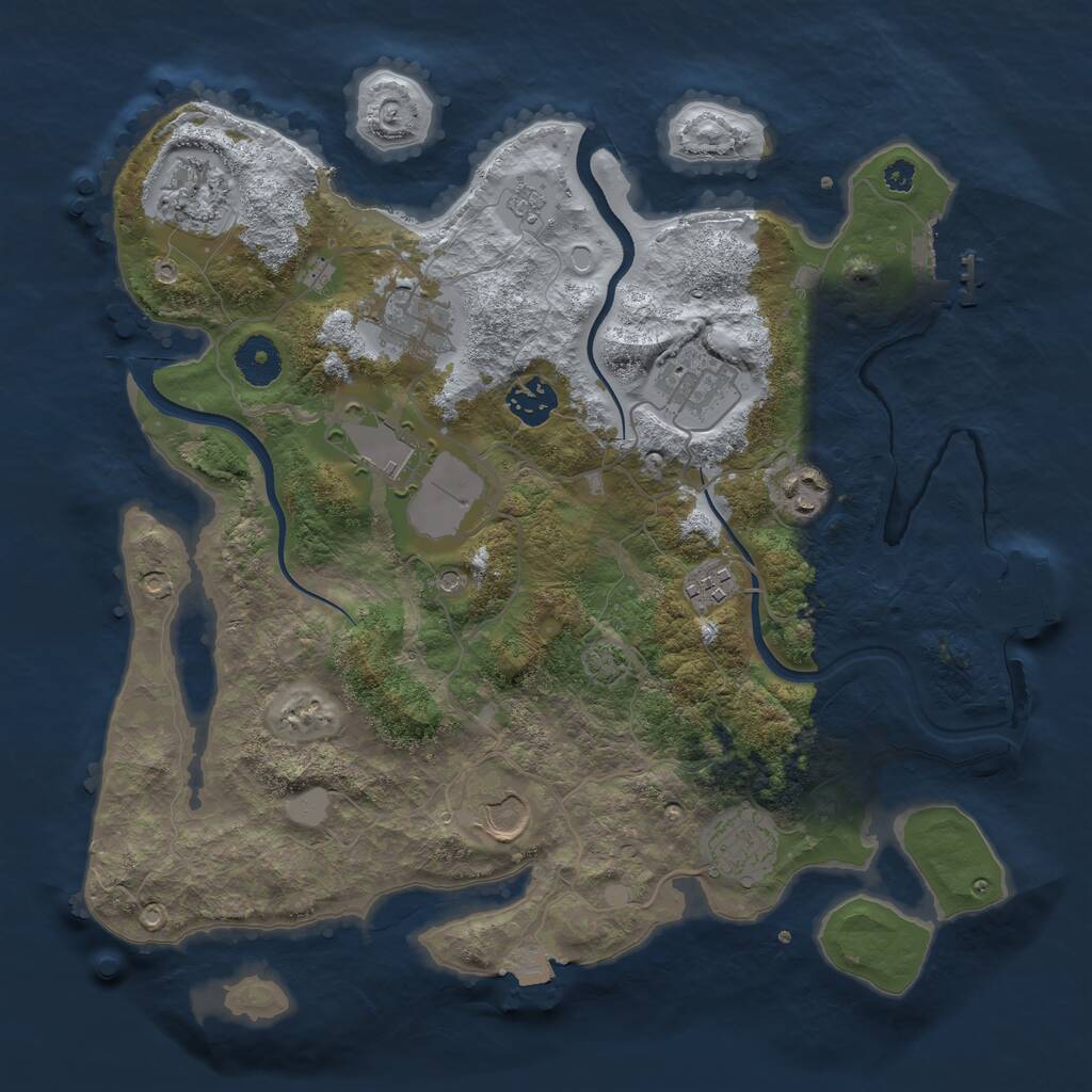 Rust Map: Procedural Map, Size: 3500, Seed: 502764697, 15 Monuments