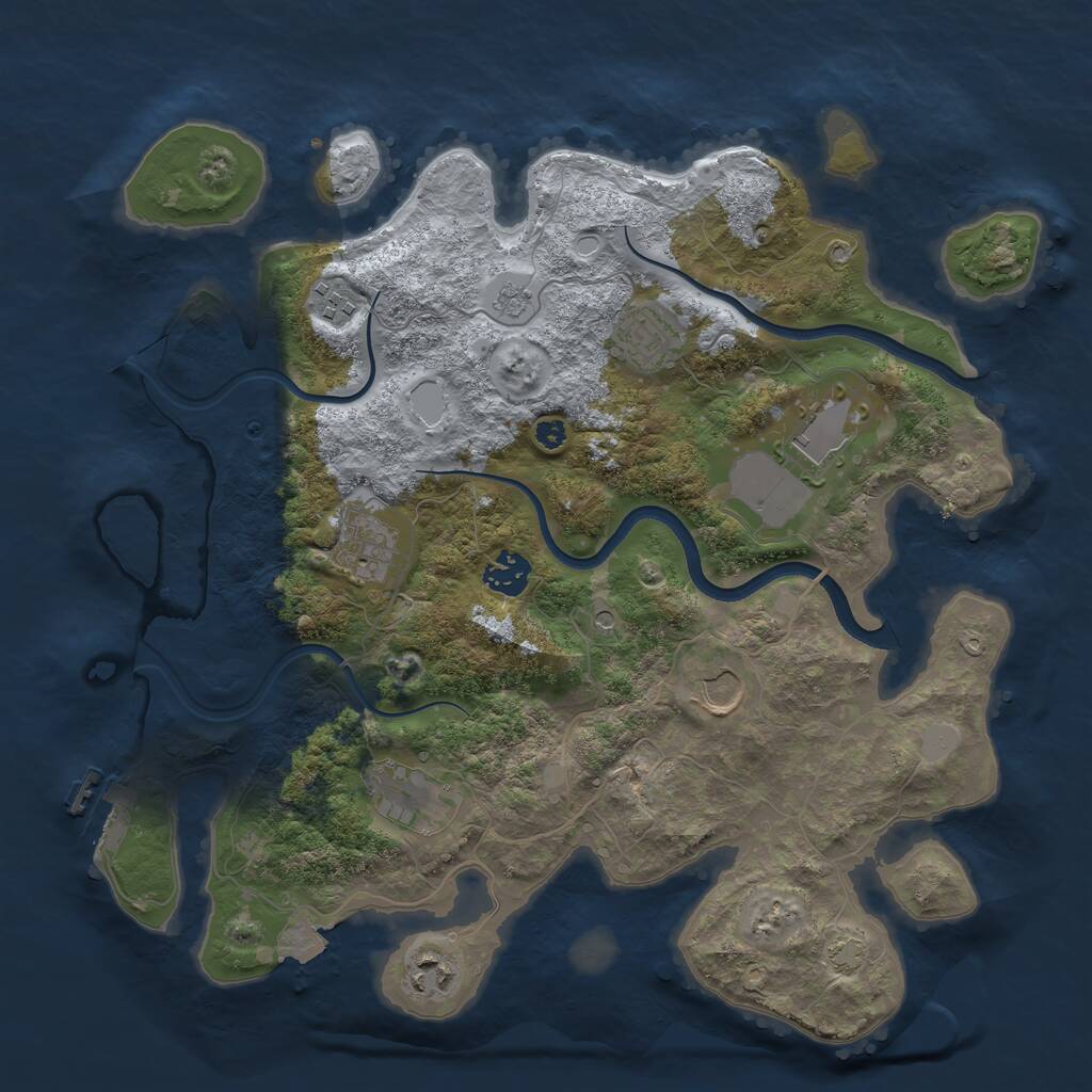 Rust Map: Procedural Map, Size: 3650, Seed: 24120694, 13 Monuments