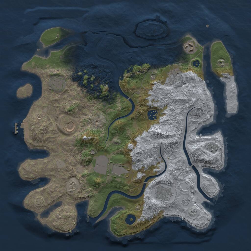 Rust Map: Procedural Map, Size: 3625, Seed: 5578325, 13 Monuments