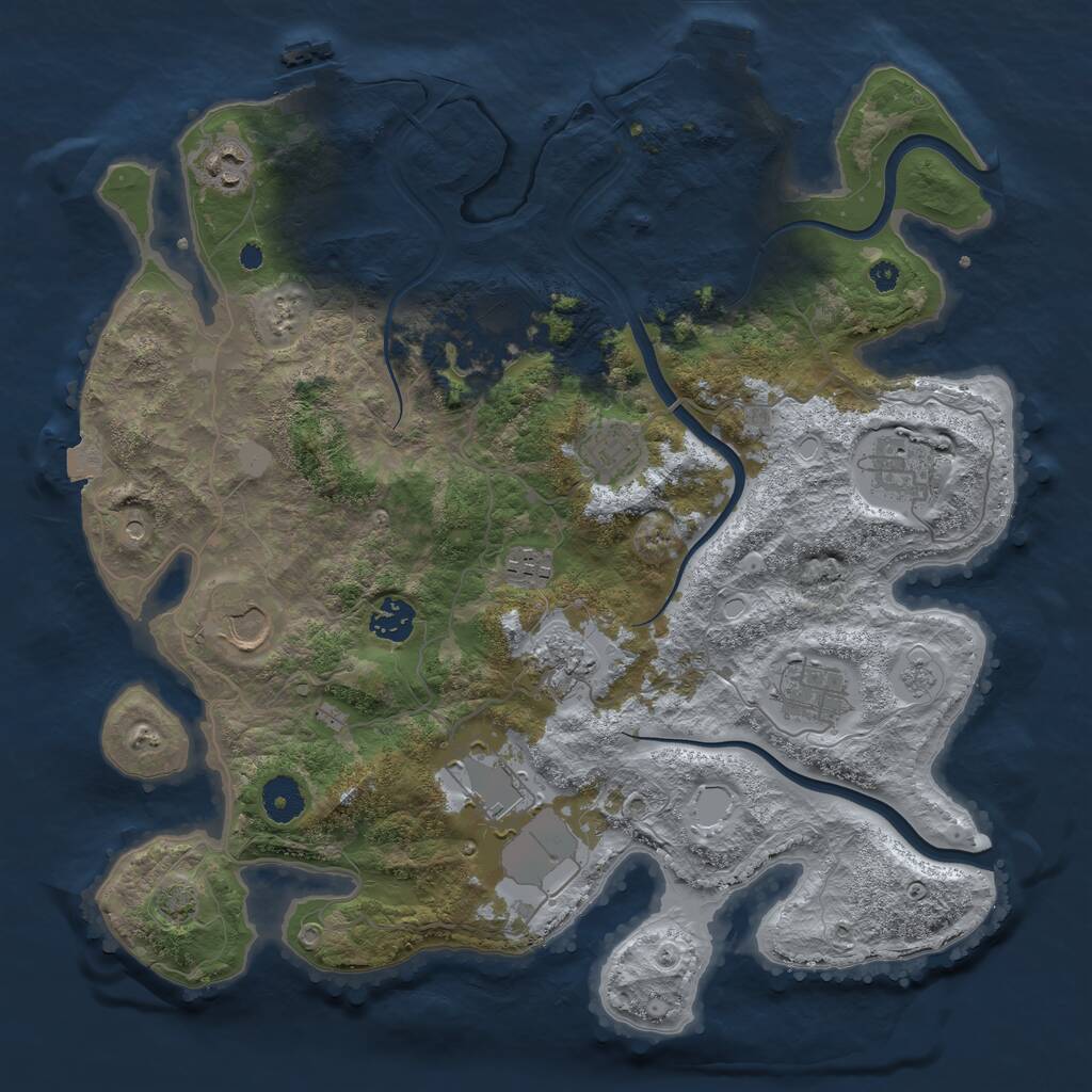 Rust Map: Procedural Map, Size: 3750, Seed: 954430, 16 Monuments